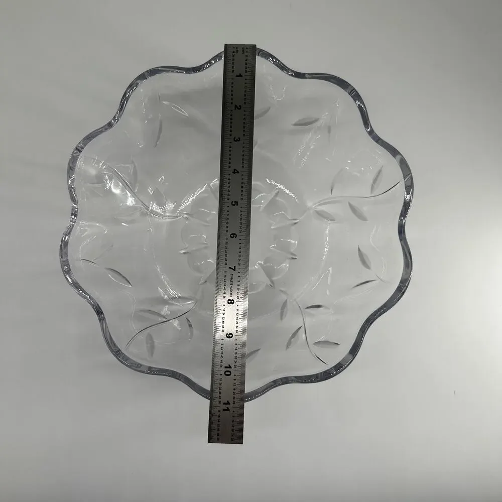 Unbranded Princess House Style Crystal Leaf Serving Bowl Cottagecore Decor